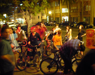 Metro Melancholy - Bike crew outside The Rosary Room